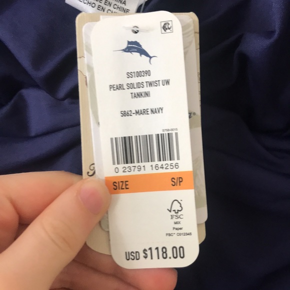 Tommy Bahama Pearl Underwire Twist Front Tankini Top Navy - Picture 4 of 6